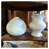 White Ceramic Swirl Vase & Crackle Pitcher