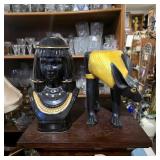 Egyptian Revival Bust and Anubis Figures