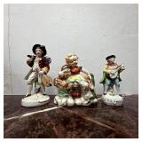 Vintage Ceramic Musician & Girl Figurines