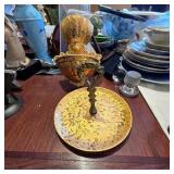 24KT Gold Ceramic Dish and Wall Pocket