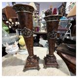 Ornate Brown Decorative Pedestal Vases