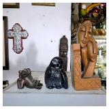 Assorted Carved Figurines and Bookend