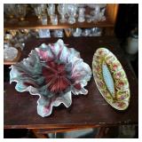 Ceramic Leaf Bowl & Porcelain Tray