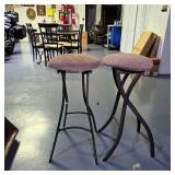 Pair of Round Padded Folding Bar Stools