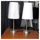 Pair of Brushed-Tone Mini Table Lamps
