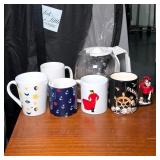 Assorted Mugs & Coffee Carafe