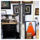 Modern High-Gloss Gray Tall Storage Cabinet