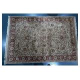 Traditional Oriental Style Ivory and Burgundy Flor