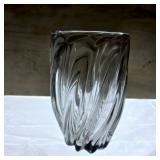Smoke-Tinted Swirl Ribbed Vase