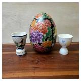 Assorted Egg Cups and Decorative Egg
