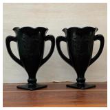 L.E. Smith Dancing Nymphs Glass Trophy Vases