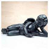 Reclining Winged Cherub Sculpture