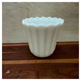 White Fluted Scalloped Rim Planter