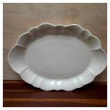 White Glazed Scalloped Oval Serving Platter