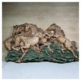 Running Horses High-Relief Wall Plaque