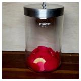 Pyrex USA Lidded Jar with Group of Counters