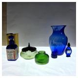 Group of Vintage Cobalt Blue and Green Vessels