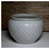 E.O. Brody Milk Glass Swirl Bowl Planter