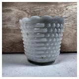 Anchor Hocking Milk Glass Hobnail & Bars Planter