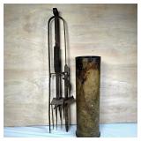 Reddick Mole Trap and 105mm Howitzer Shell Casing