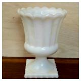 Vintage Fluted Milk Glass Urn Vase