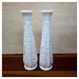 Group of Hoosier Starburst Milk Glass Bud Vases