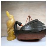 Mixed Decorative Lot with Swan Basket