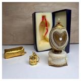 Gold-Tone Heart Egg Music Box with Box & Charm