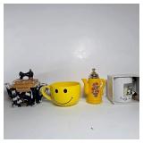 Novelty Teapot, Avon Decanter, and Mugs Lot