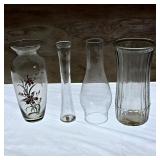 Assorted Clear Vases and Lamp Chimney Group