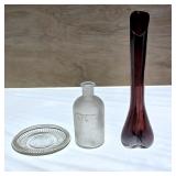 Bud Vase, Caswell-Massey Bottle, Ribbed Coaster