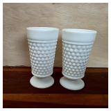 Vintage White Hobnail Footed Tumblers