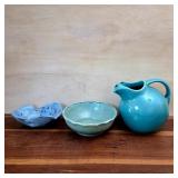 Homer Laughlin Harlequin Pitcher & Two Bowls