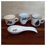 Assorted Holiday Tableware, Mugs & Spoon Rest