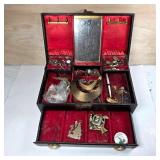 Vintage Jewelry Box with Costume Jewelry