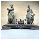 Classical Figural Three-Light Mantel Centerpiece
