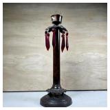 Candle Holder with Hanging Red Prisms