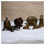 Assorted Brass-Tone Metal Figurines and Bells