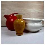 Red Ball Pitcher, Avon Vase & Chamber Pot Group