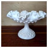 Fenton Milk Glass Hobnail Pedestal Compote