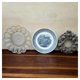Currier & Ives Plate, Egg Platter & Trivet