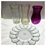 Assorted Vases and Deviled Egg Platter