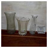 Hoosier Glass Vase, Fluted Vase, Carafe & Dish