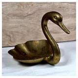 Brass-Tone Swan Scalloped Dish