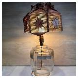 Vintage Folk Art Matchstick Shade Table Lamp