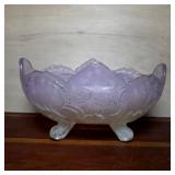 Frosted Purple Oval Footed Bowl