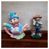 Bunny Teapot and Gardener Rabbit Figurine Lot