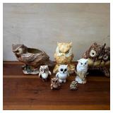 Assorted Vintage Owl Planters and Figurines