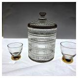 Lidded Canister and Two Footed Cups