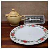Fiesta Teapot, Magic Touch Tray & Platter